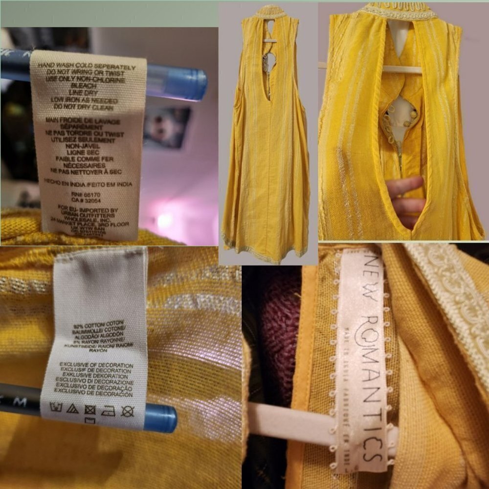 NWT Free People Tunic Top Embroidered New Romantics Yellow Large - Picture 5 of 8